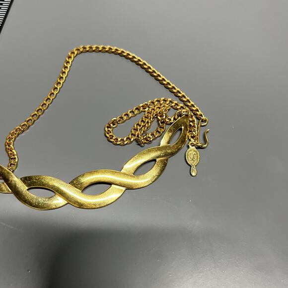 Vintage Signed Sarah Coventry Gold Tone Twisted Necklace Statement Chain 17 Inch - Picture 7 of 8